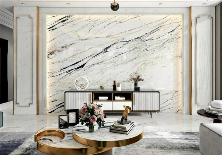 Calacatta Oriental White Marble feature wall