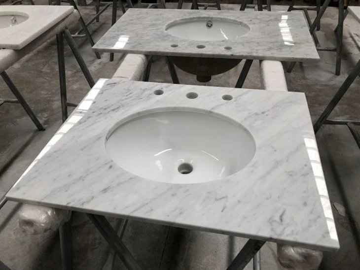 Carrara White Marble Bathroom Vanity Top