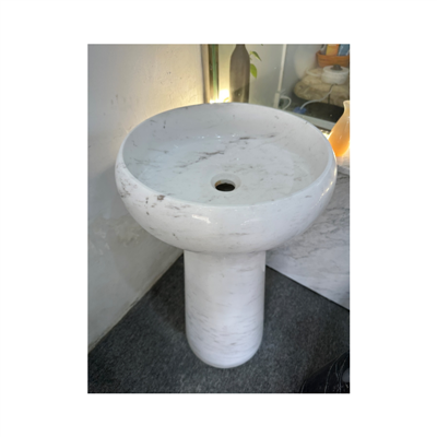 Ümmargune kauss valgest marmorist kraanikauss